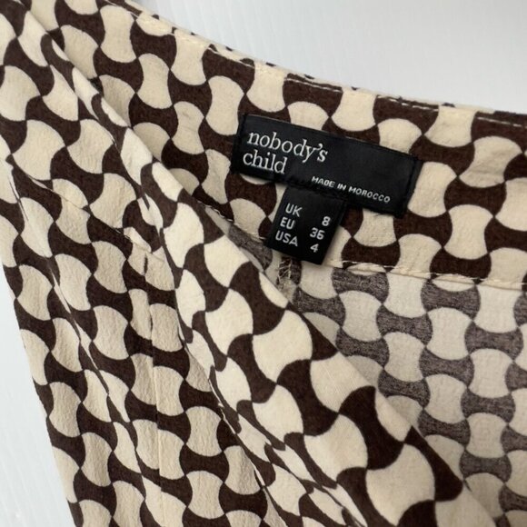 NOBODY'S CHILD Fearne Cotton Brown Cream Geo Print Wide Leg Cora Trousers Size 4 - Picture 8 of 9